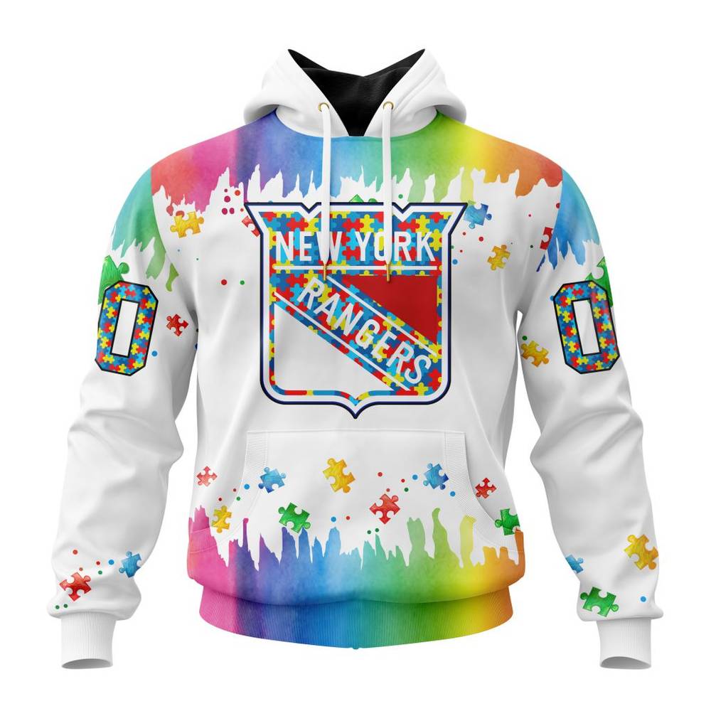 NHL New York Rangers Special Autism Awareness Design Hoodie