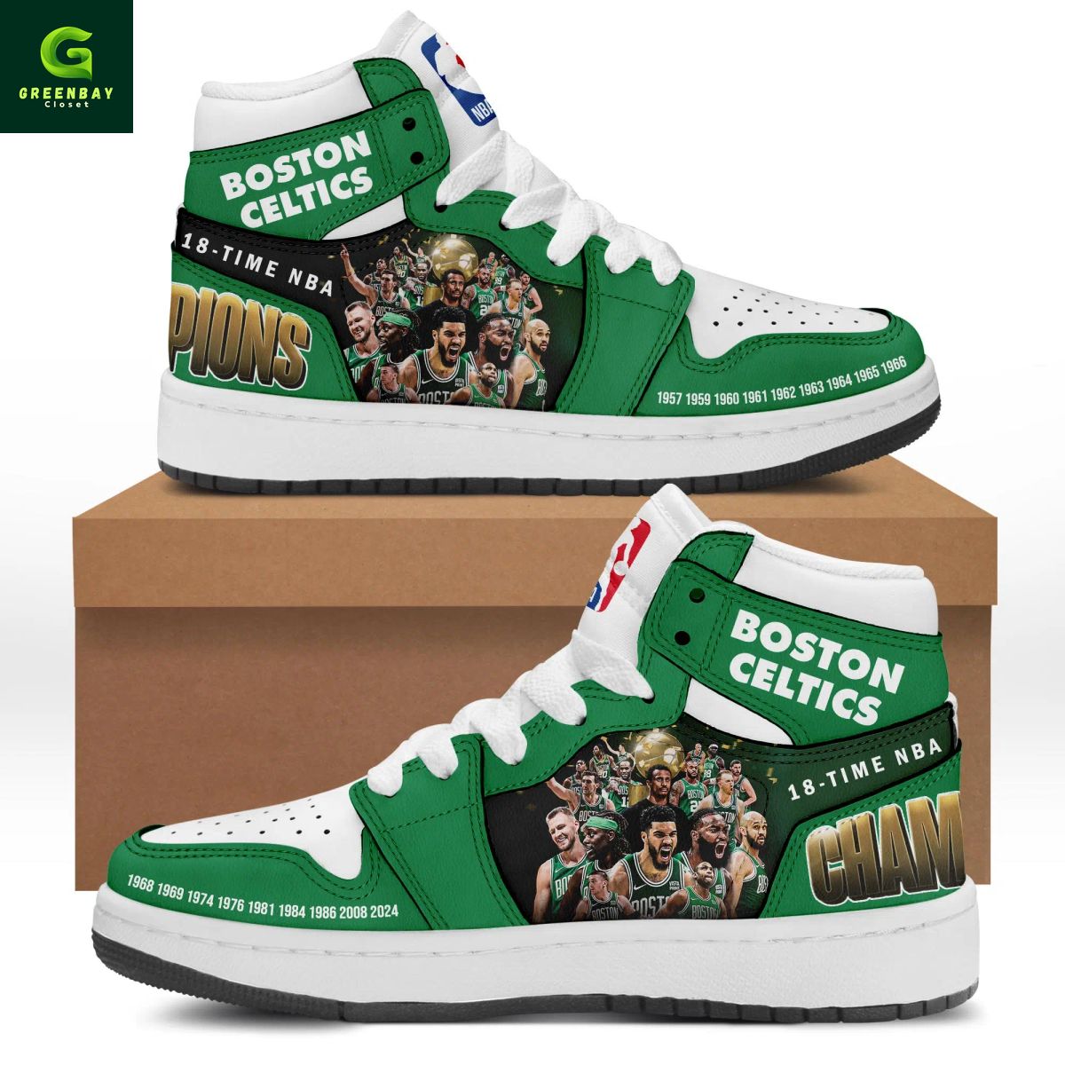 Free Shipping] Boston Celtics 18 time NBA Champions air jordan 1 sneaker