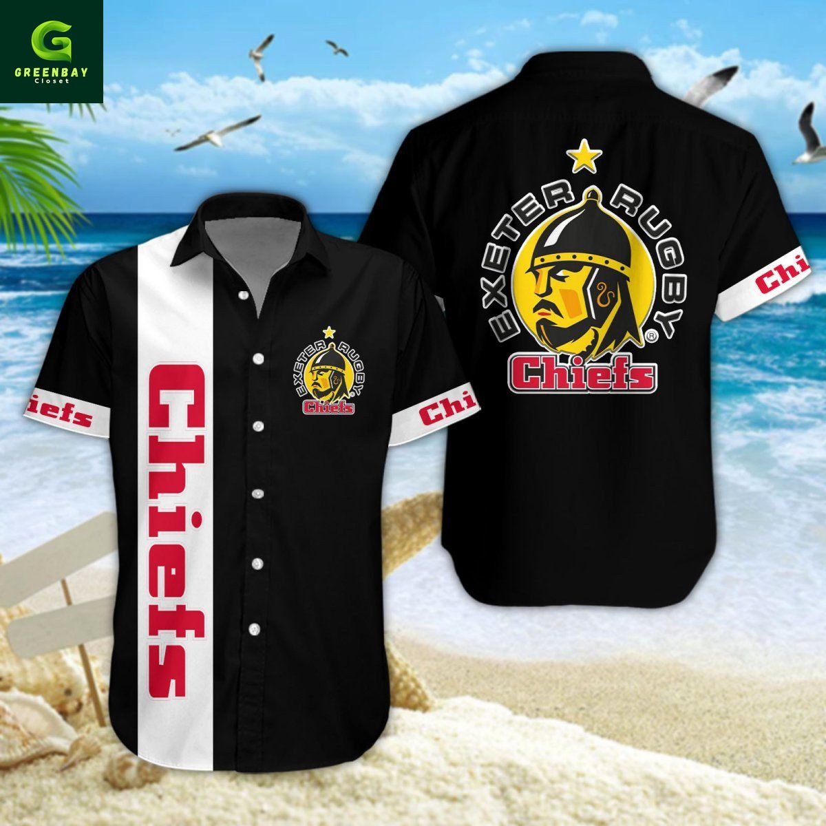 Exeter Chiefs Rugby Hawaiian Shirt Exeter Chiefs Rugby Hawaiian Shirt