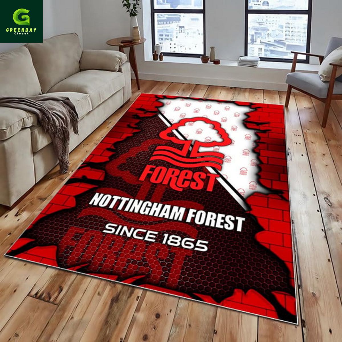 Nottingham Forest Broken Brick Rug Carpet Nottingham Forest Broken Brick Rug Carpet
