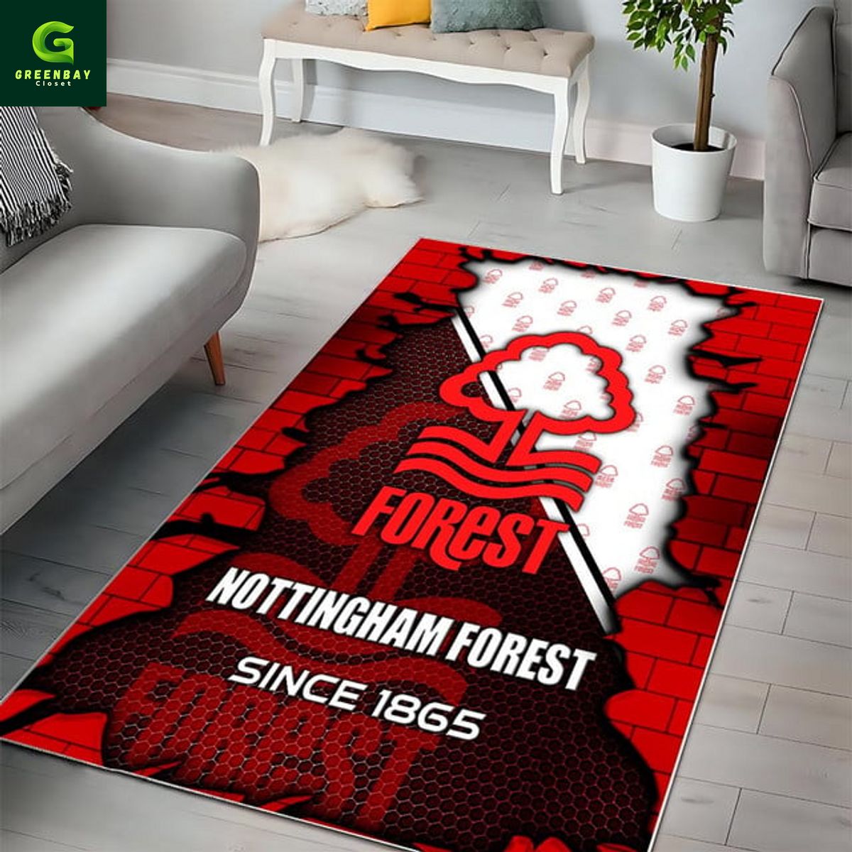 Nottingham Forest Broken Brick Rug Carpet Nottingham Forest Broken Brick Rug Carpet