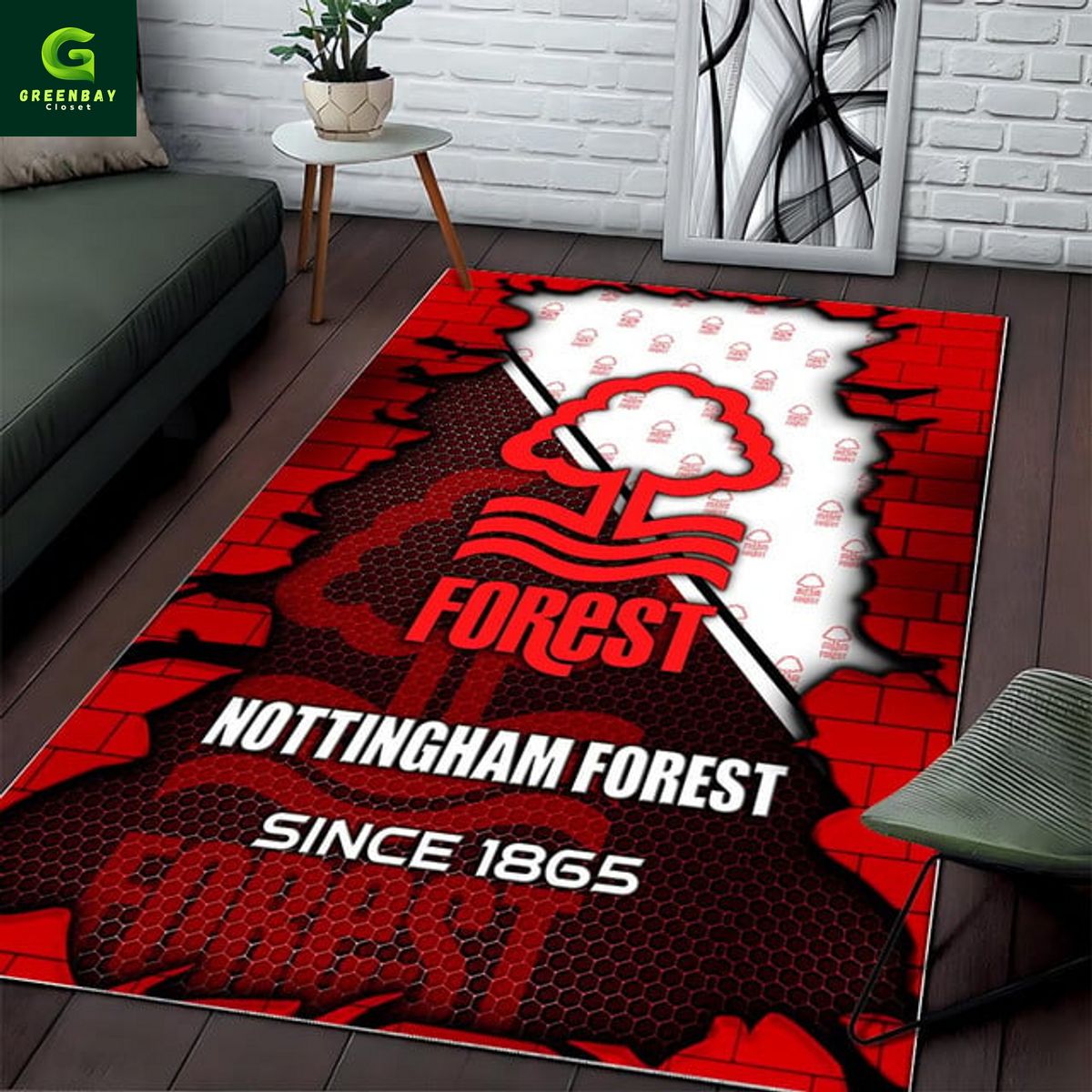 Nottingham Forest Broken Brick Rug Carpet Nottingham Forest Broken Brick Rug Carpet