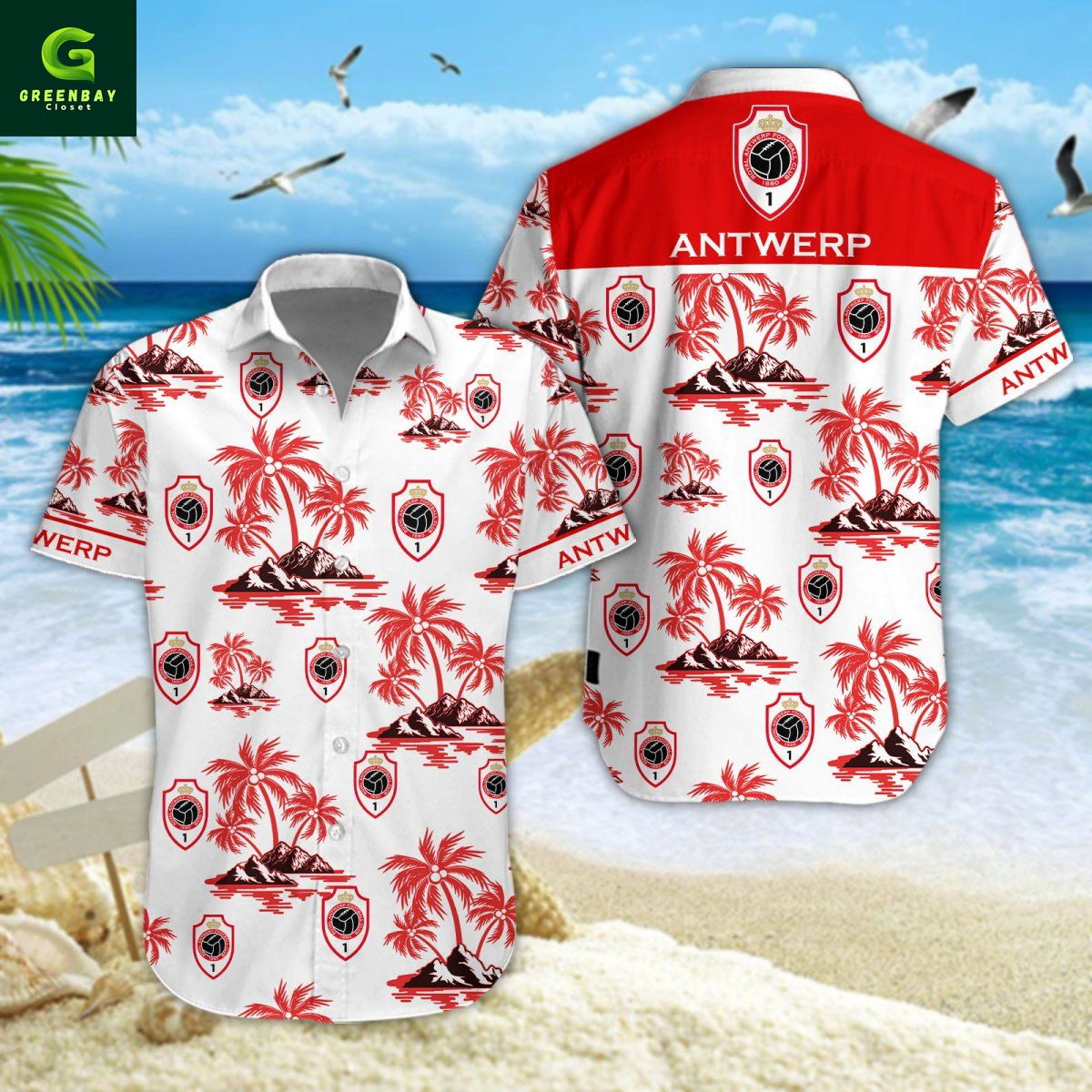 Royal Antwerp F.C Hawaiian Shirt And Short Royal Antwerp F.C Hawaiian Shirt And Short