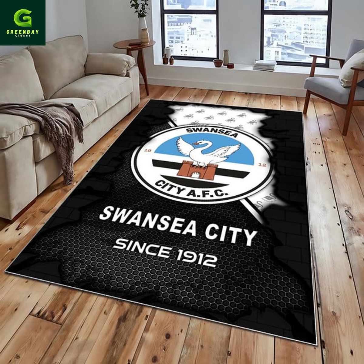 Swansea City Broken Brick Rug Carpet Swansea City Broken Brick Rug Carpet