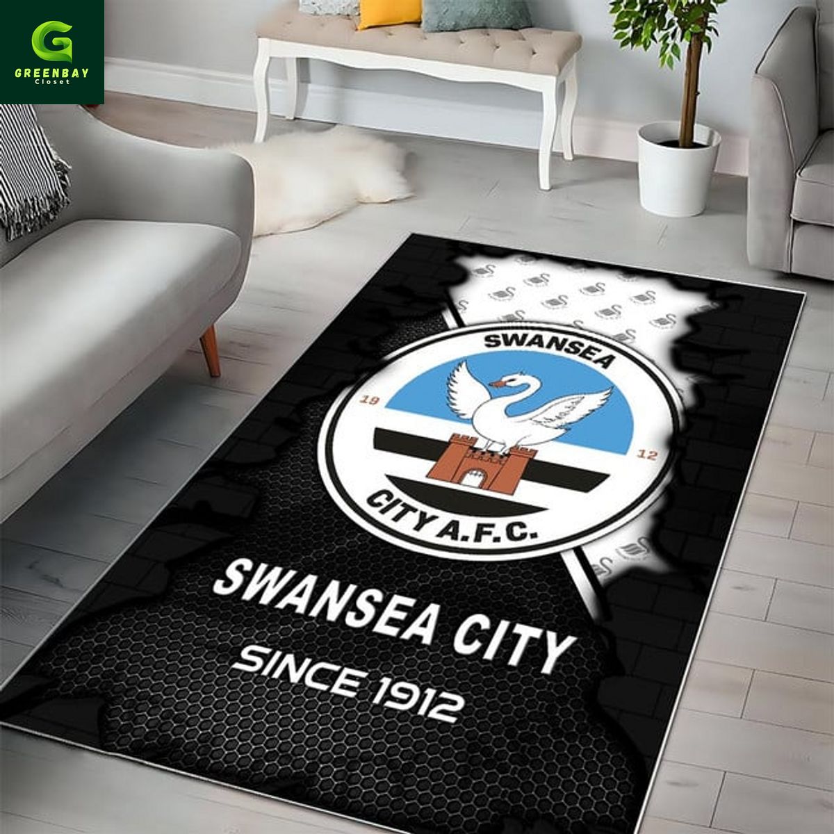 Swansea City Broken Brick Rug Carpet Swansea City Broken Brick Rug Carpet