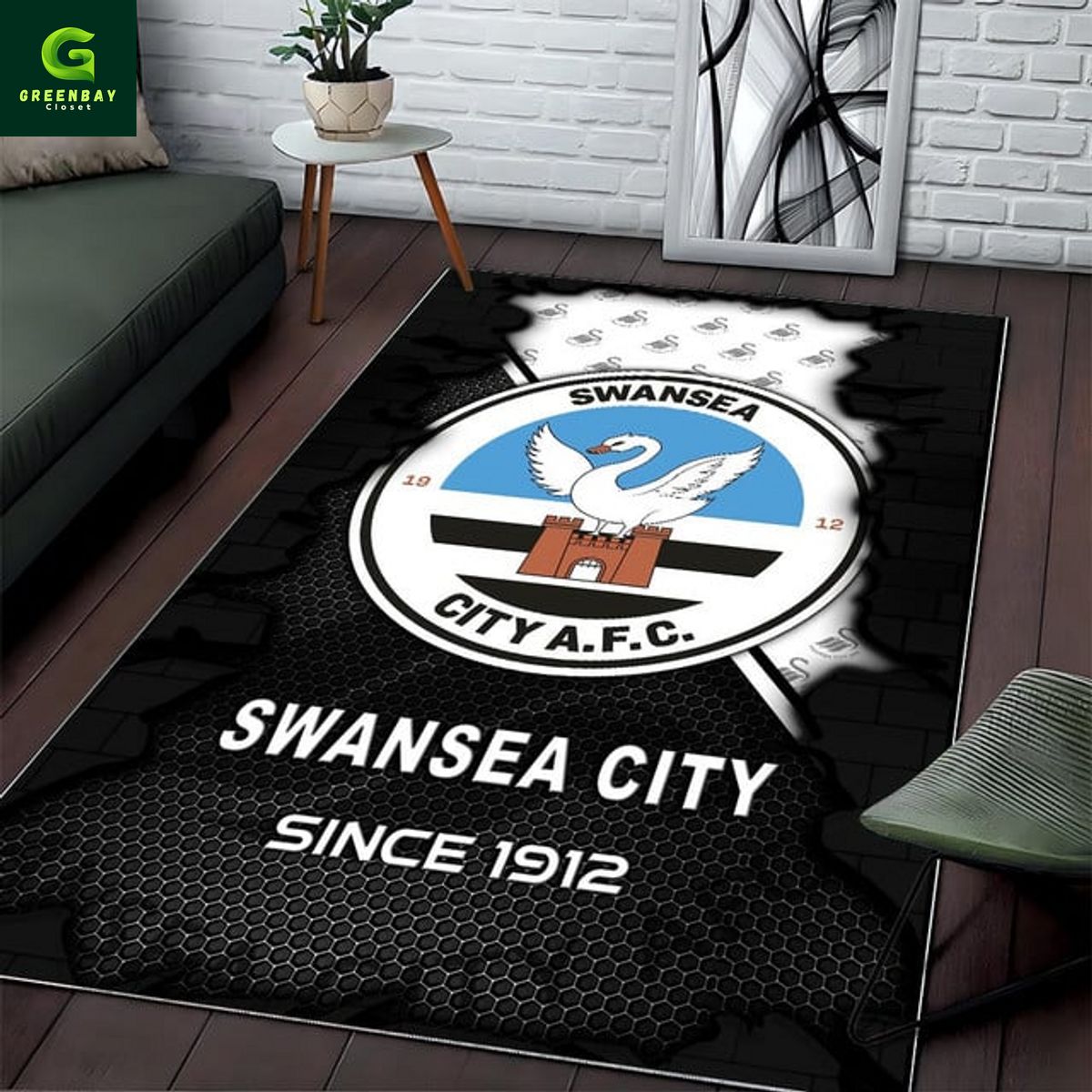 Swansea City Broken Brick Rug Carpet Swansea City Broken Brick Rug Carpet