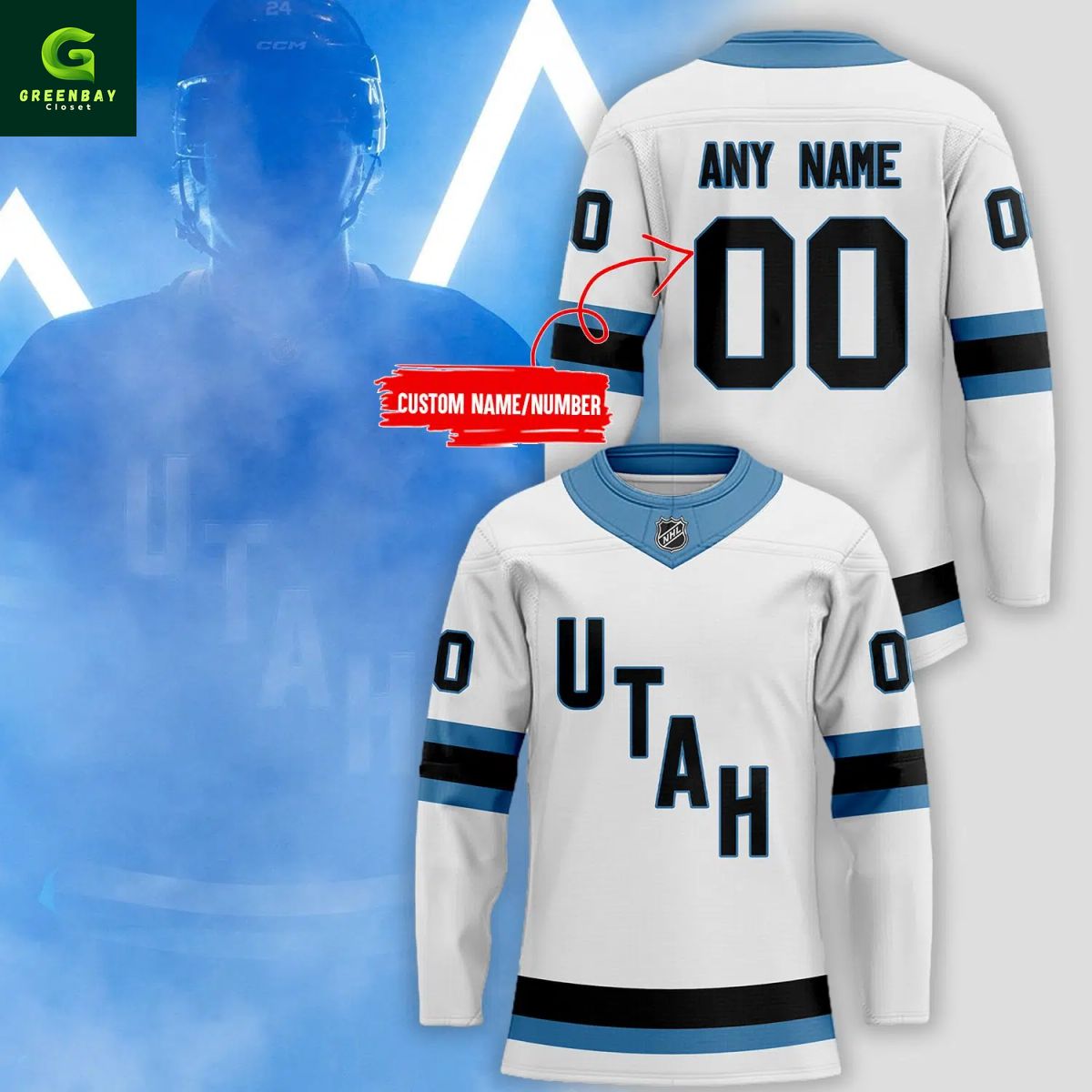 UTAH Personalized White Hockey Club Jersey UTAH Personalized White Hockey Club Jersey