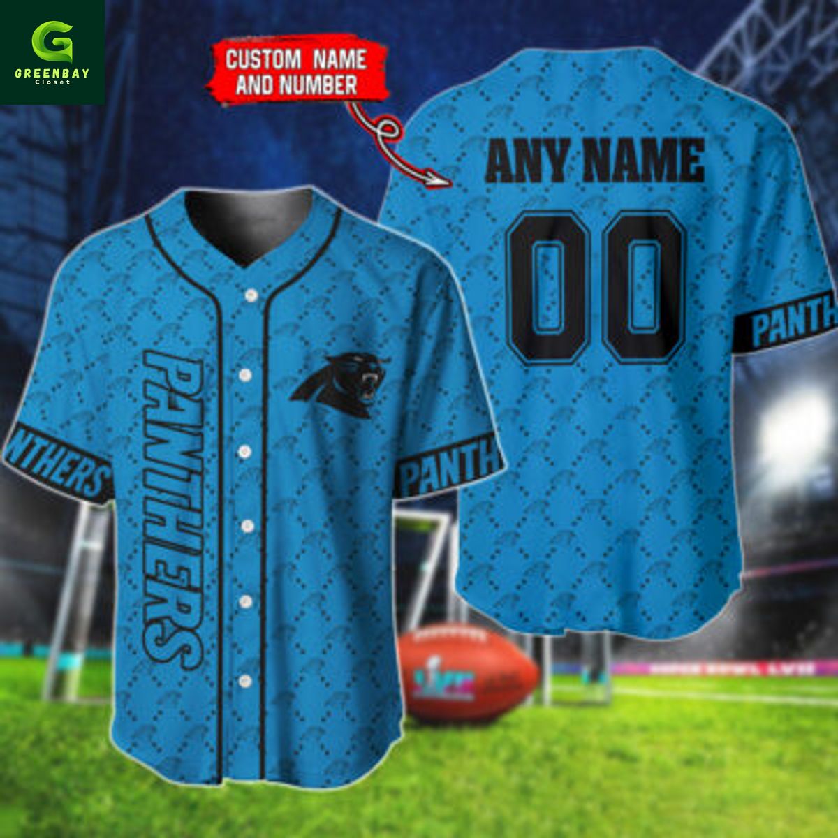 Carolina Panthers NFL Hologram Personalized Baseball Jersey