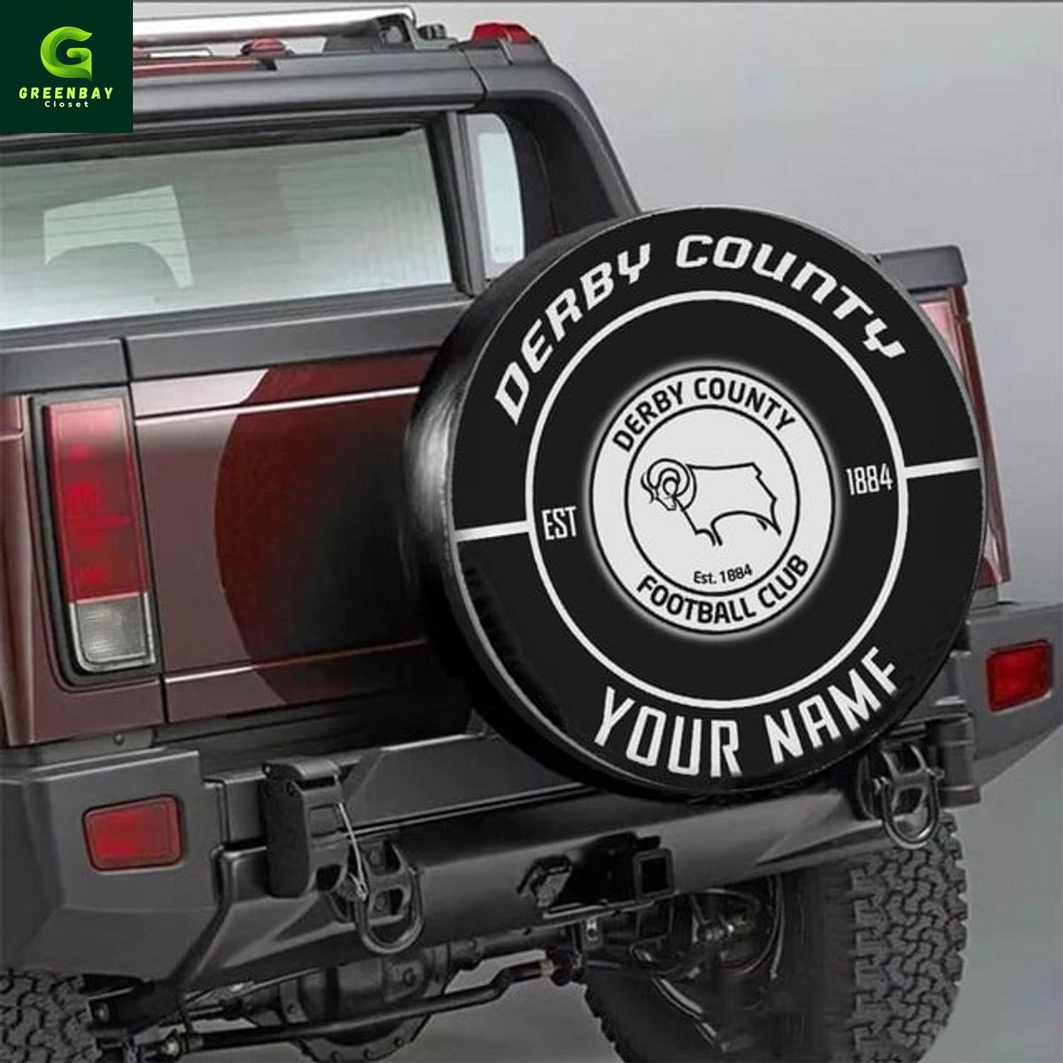 Derby County Custom Name Spare Tire Cover