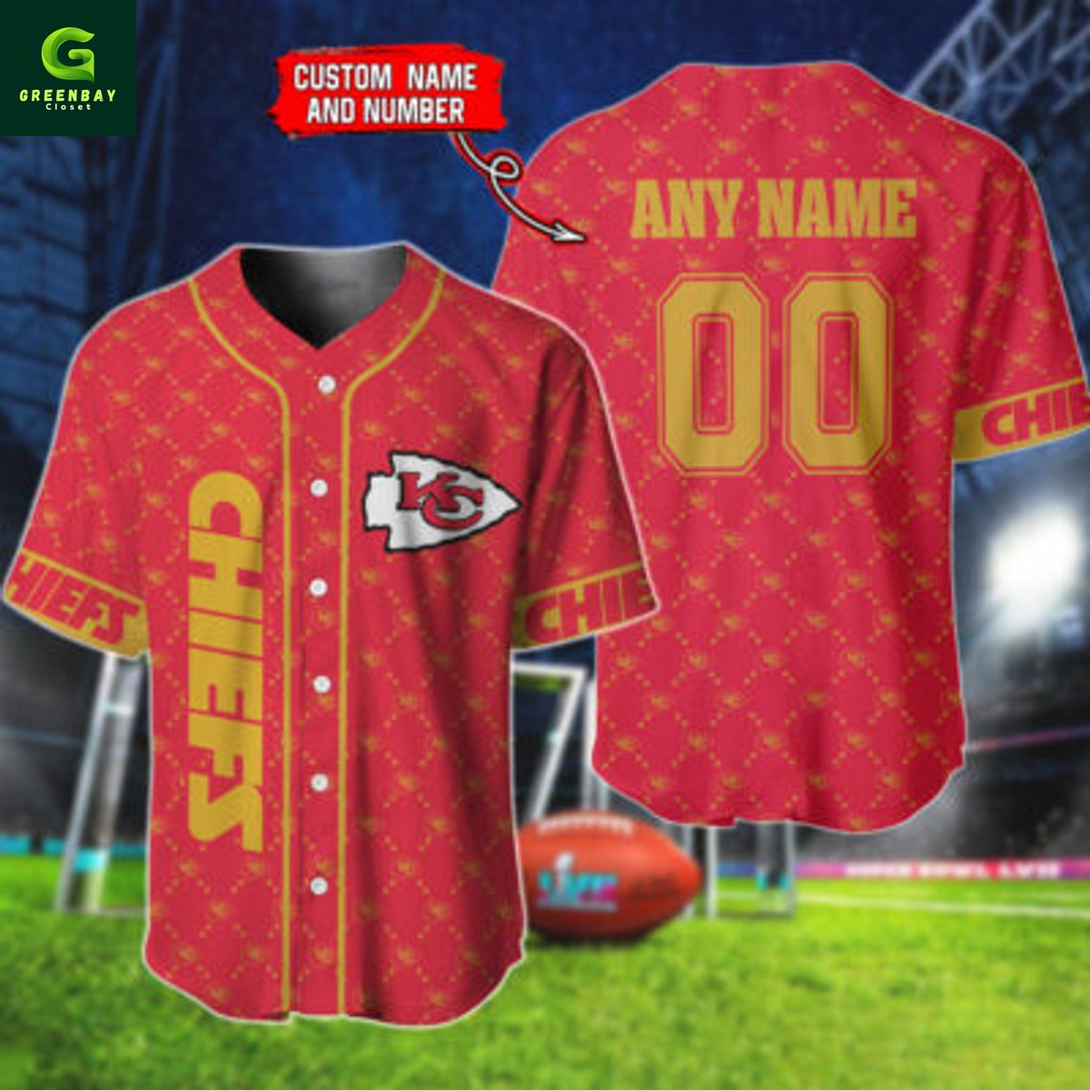 Kansas City Chiefs NFL Hologram Personalized Baseball Jersey Kansas City Chiefs NFL Hologram Personalized Baseball Jersey