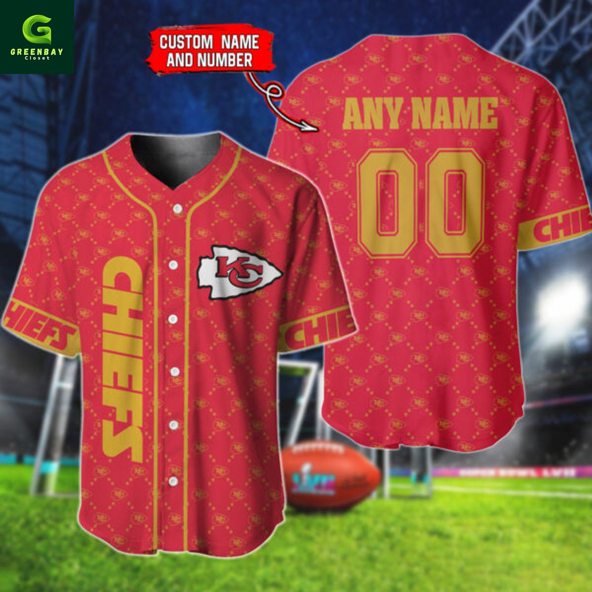 Kansas City Chiefs NFL Hologram Personalized Baseball Jersey Kansas City Chiefs NFL Hologram Personalized Baseball Jersey
