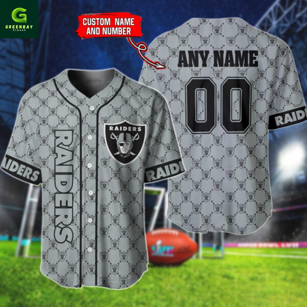 Las Vegas Raiders NFL Hologram Personalized Baseball Jersey Las Vegas Raiders NFL Hologram Personalized Baseball Jersey