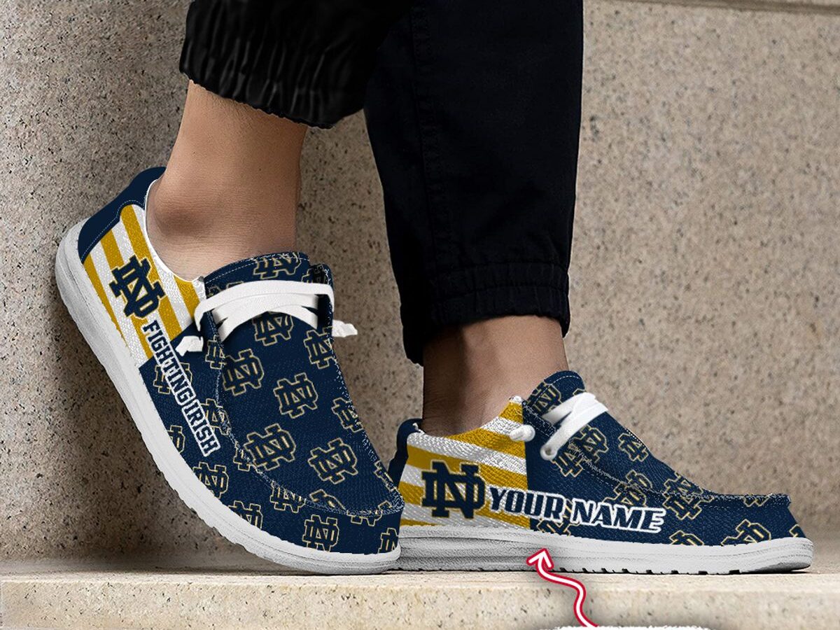 NCAA Notre Dame Fighting Irish Custom Name Hey Dude Shoes