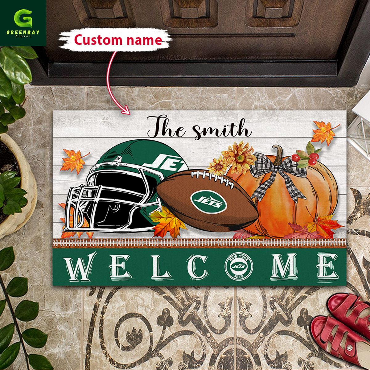 New York Jets Football Season Fall Garden Doormat New York Jets Football Season Fall Garden Doormat