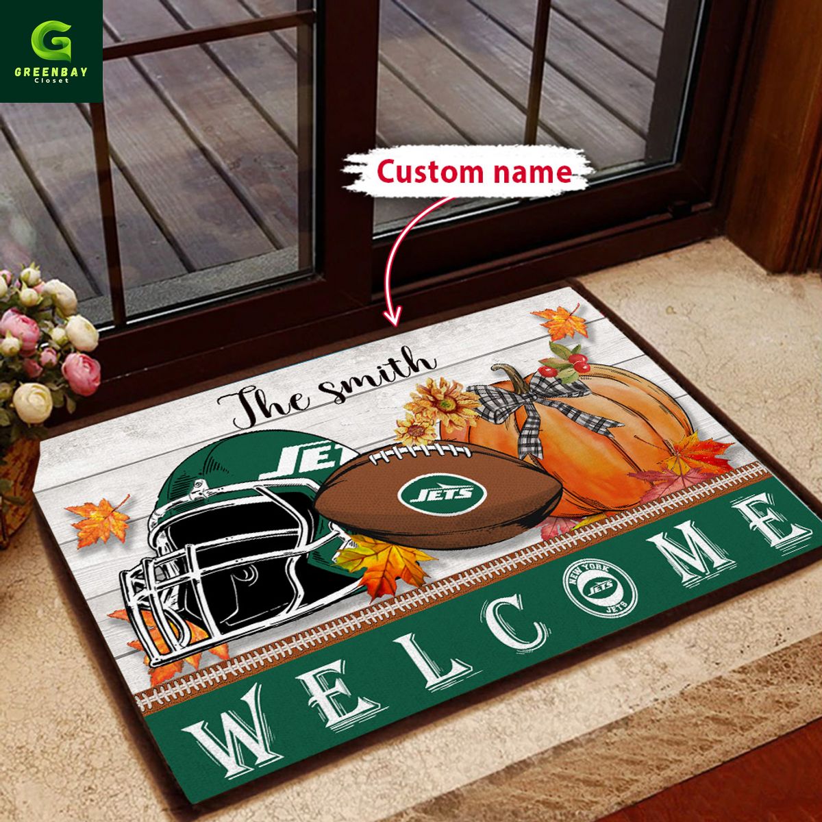 New York Jets Football Season Fall Garden Doormat New York Jets Football Season Fall Garden Doormat