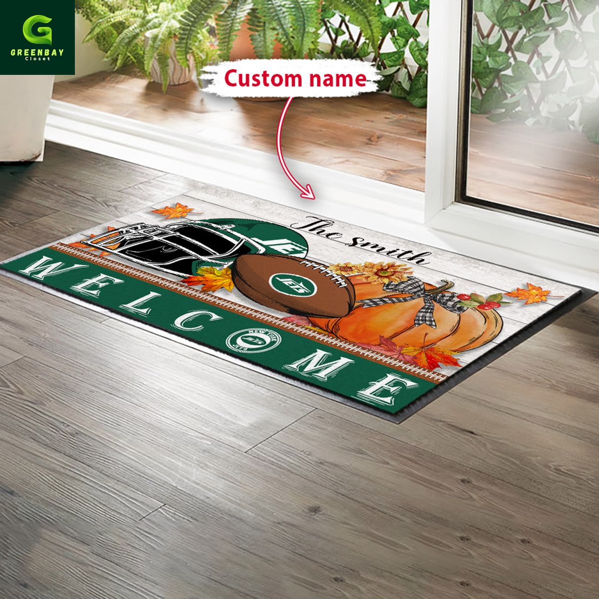 New York Jets Football Season Fall Garden Doormat New York Jets Football Season Fall Garden Doormat