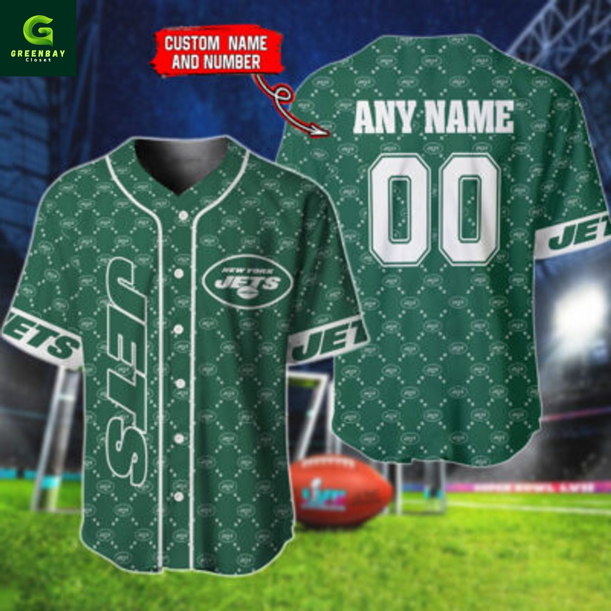 New York Jets NFL Hologram Personalized Baseball Jersey New York Jets NFL Hologram Personalized Baseball Jersey