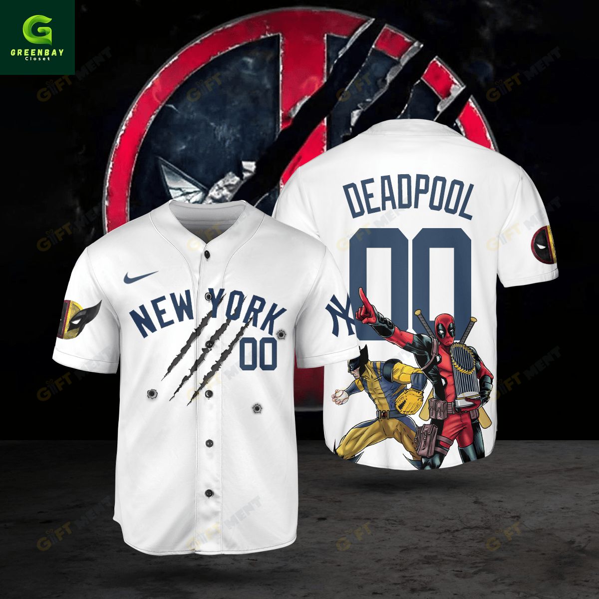 New York Yankees x Deadpool & Wolverine Personalized Baseball Jersey New York Yankees x Deadpool & Wolverine Personalized Baseball Jersey