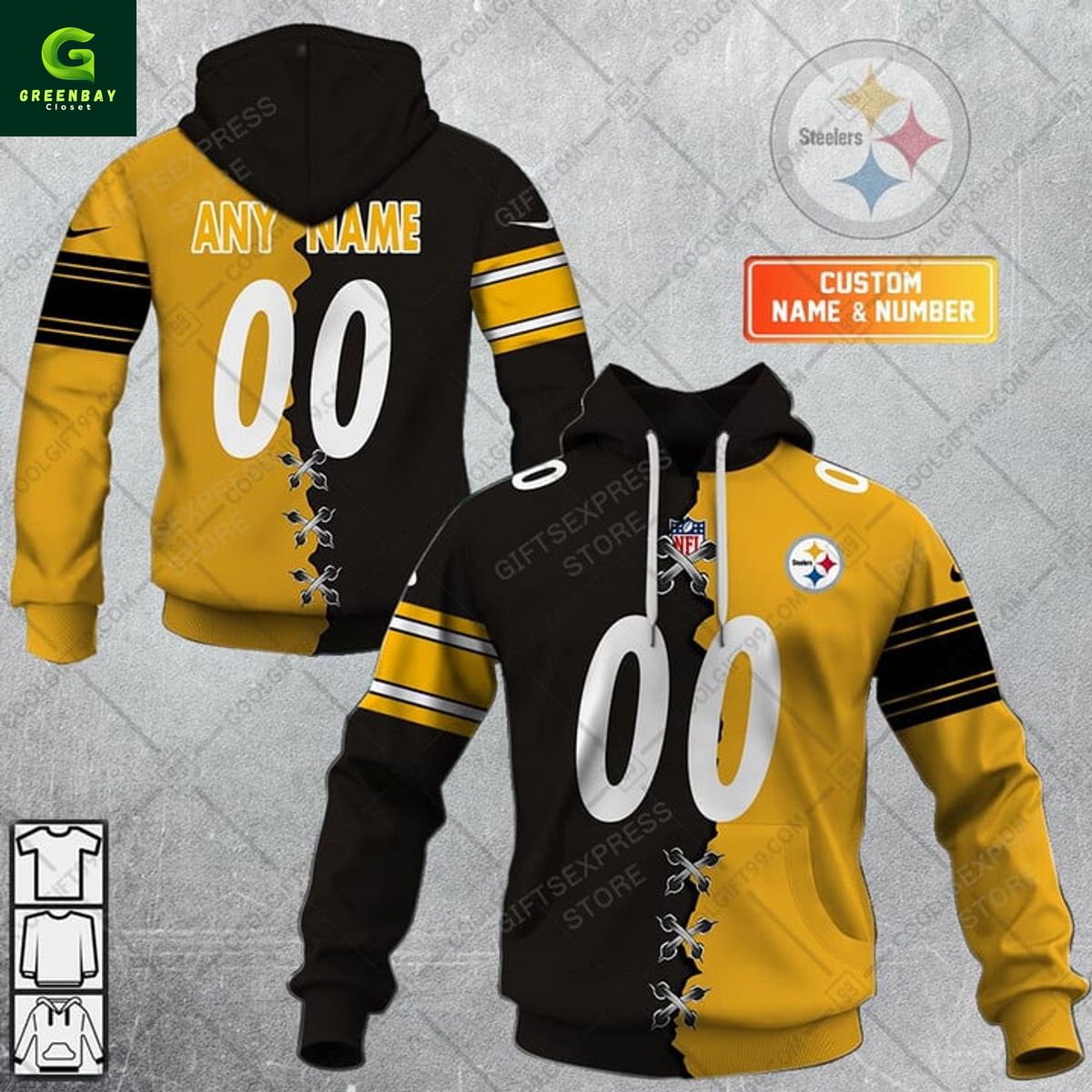 NFL Pittsburgh Steelers Mix Jersey Personalized Hoodie NFL Pittsburgh Steelers Mix Jersey Personalized Hoodie