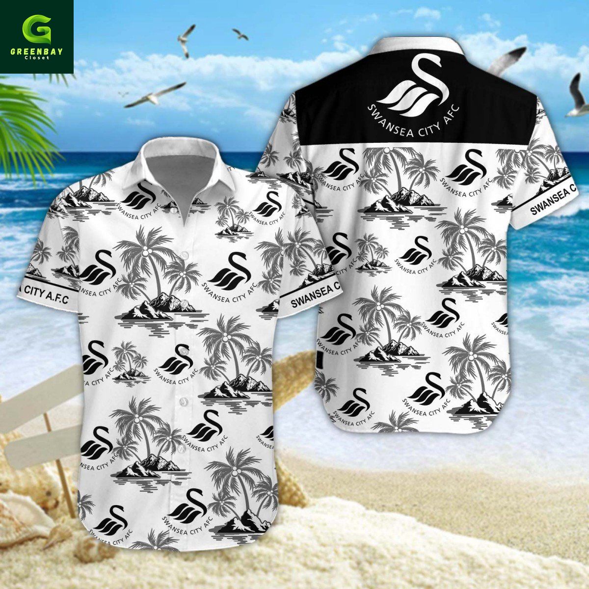 Swansea City Summer Hawaiian Shirt And Short Swansea City Summer Hawaiian Shirt And Short