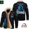 Gold Coast Titans NRL Personalized Fleece Leather Jacket
