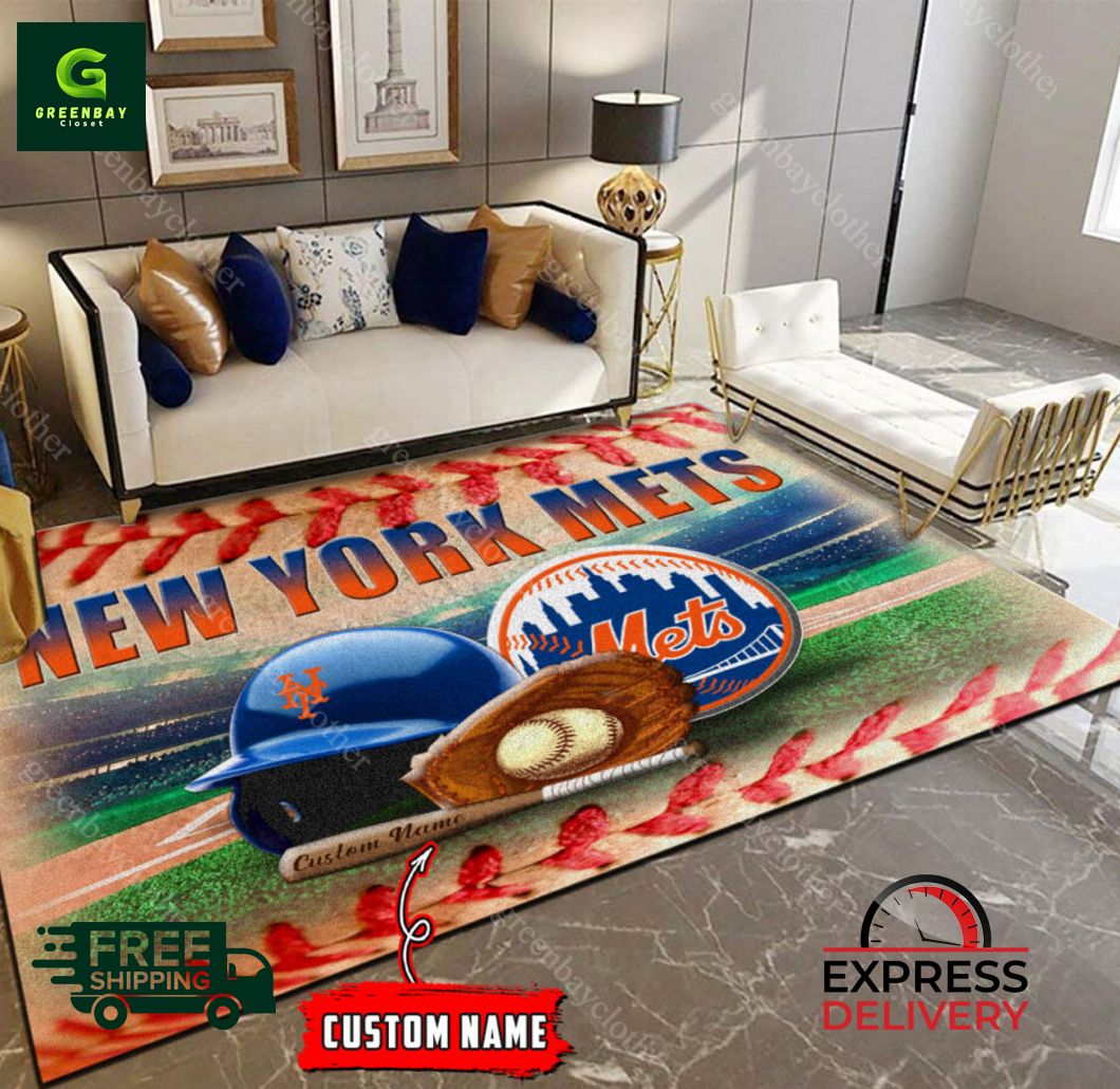 New York Mets MLB Custom Name Rug New York Mets MLB Custom Name Rug