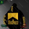 Oversized Marlboro Racing Team Black Yellow Graphic Print Hoodie