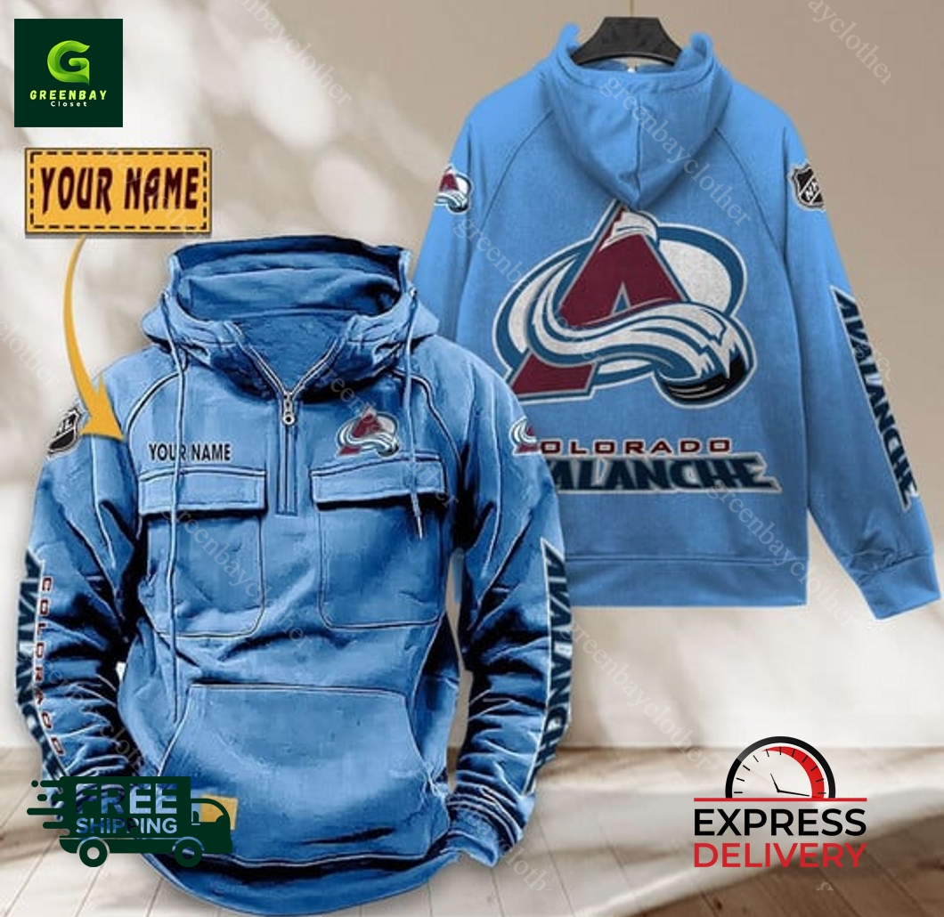 Colorado Avalanche NHL Personalized Vintage Multi Pocket Hoodie