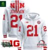 Nebraska Cornhuskers 2024 Emmett Johnson White Pullover Hoodie