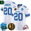 Men’s Detroit Lions 2024 90th & John Madden Barry Sanders White Jersey