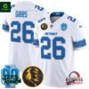 Men’s Detroit Lions 2024 90th & John Madden Jahmyr Gibbs White Jersey