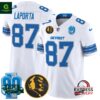 Men’s Detroit Lions 2024 90th & John Madden Sam Laporta White Jersey