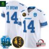 Men’s Detroit Lions 2024 90th & John Madden St Brown White Jersey