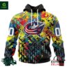NHL Columbus Blue Jackets Autism Awareness Personalized Hoodie