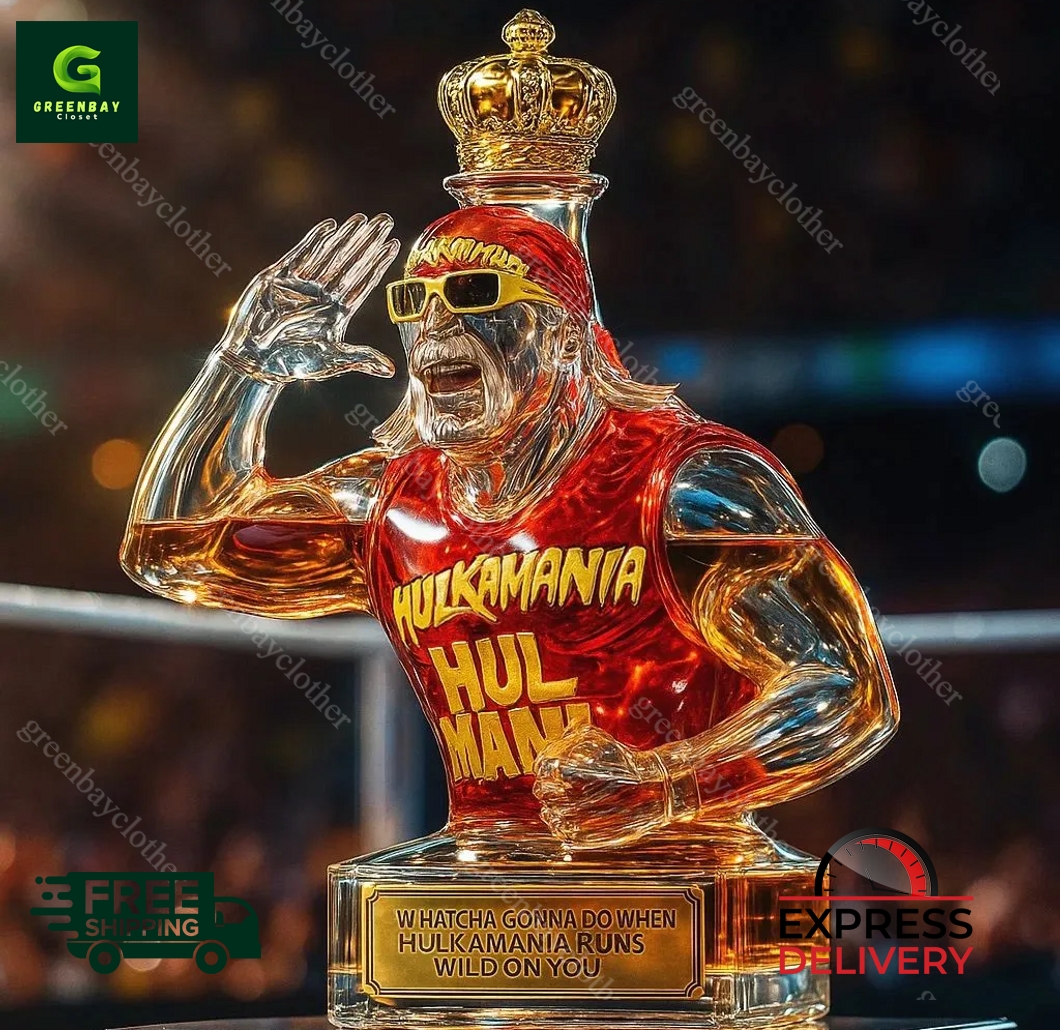Hulkamania Hulk Hogan Hand to Ear Pose Whiskey Bottle