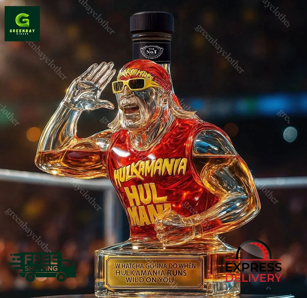 Hulkamania Hulk Hogan Hand to Ear Pose Whiskey Bottle