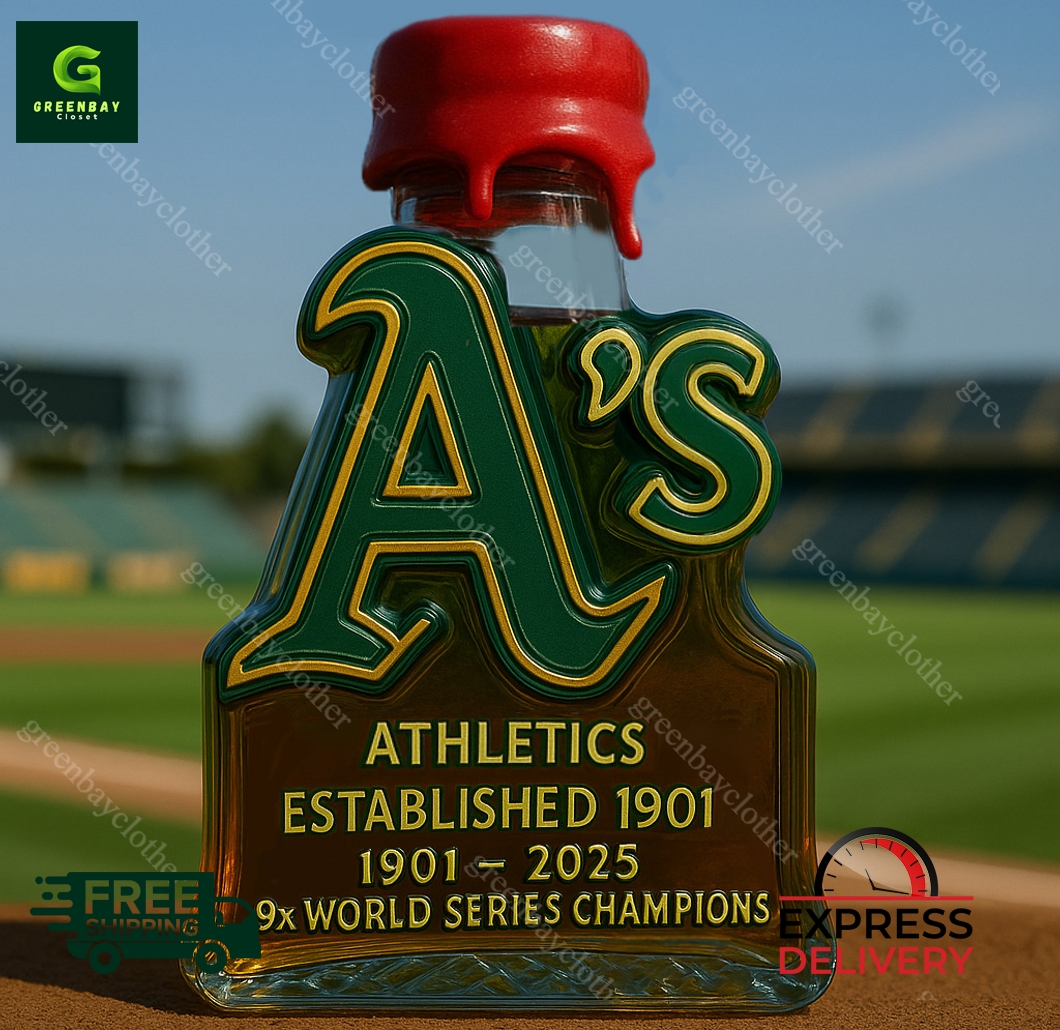 Oakland Athletics 9x World Series Champions Whiskey Bottle Oakland Athletics 9x World Series Champions Whiskey Bottle
