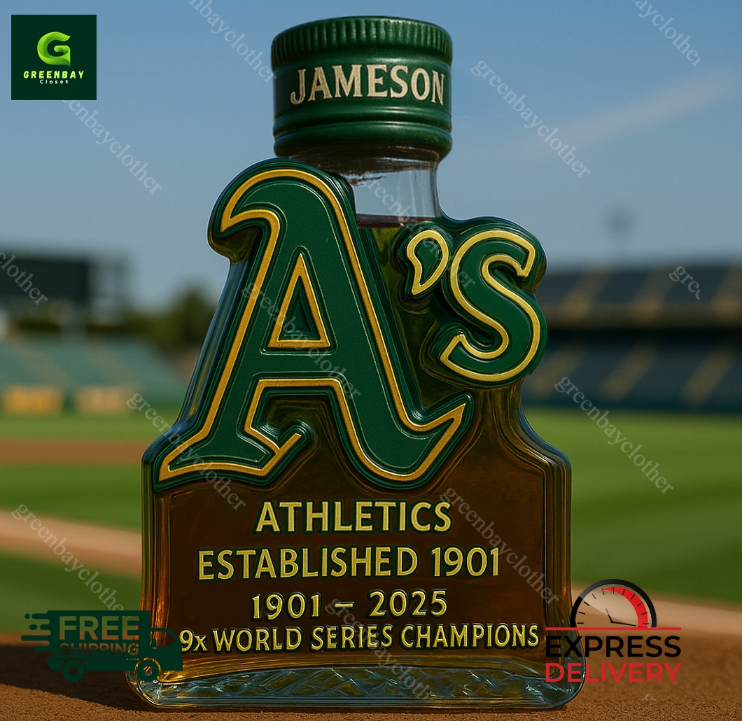 Oakland Athletics 9x World Series Champions Whiskey Bottle Oakland Athletics 9x World Series Champions Whiskey Bottle
