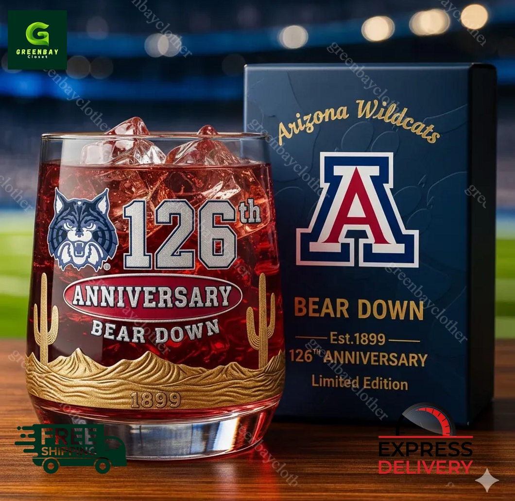 Arizona Wildcats 126th Anniversary Whiskey Glass