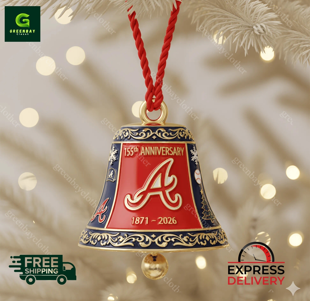 Atlanta Braves 155th Anniversary Christmas Bell Ornament