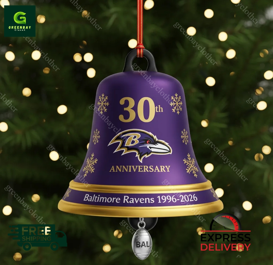 Baltimore Ravens 30th Anniversary Christmas Bell Ornament