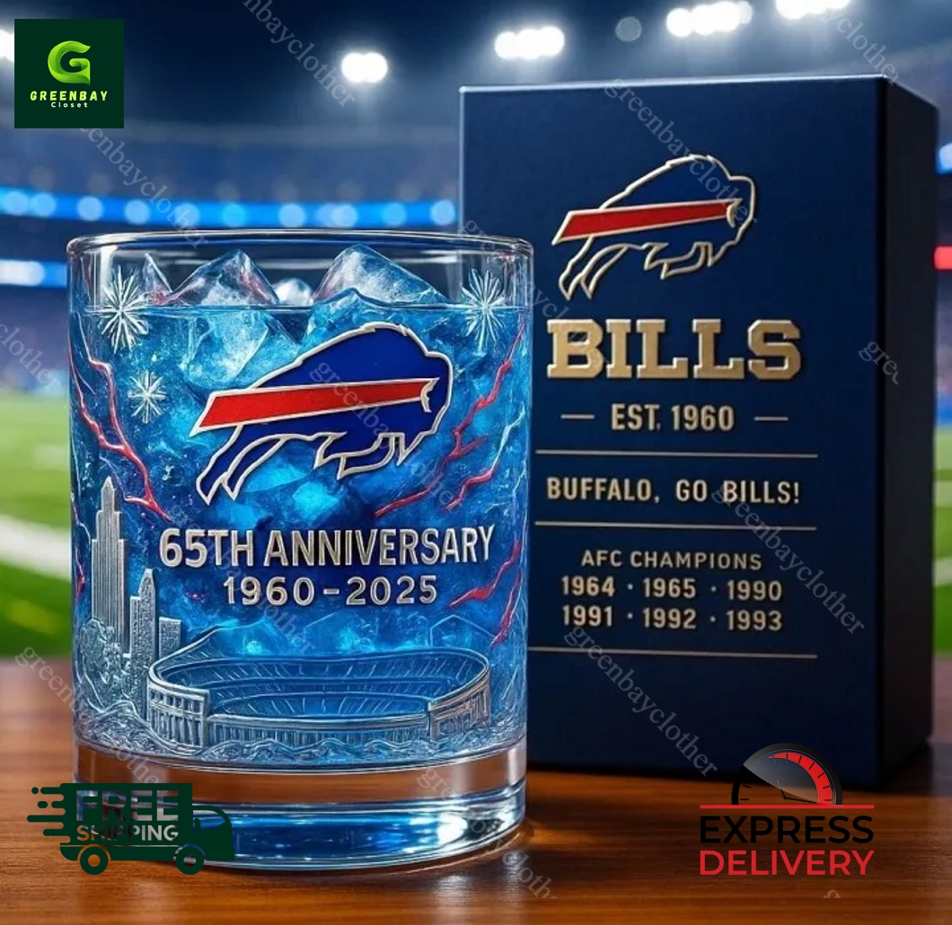 Buffalo Bills 65th Anniversary Whiskey Glass