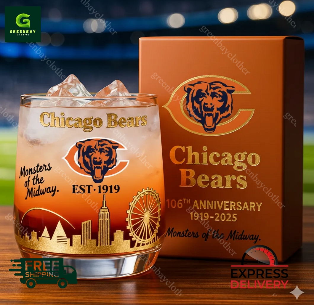 Chicago Bears 106th Anniversary Whiskey Glass