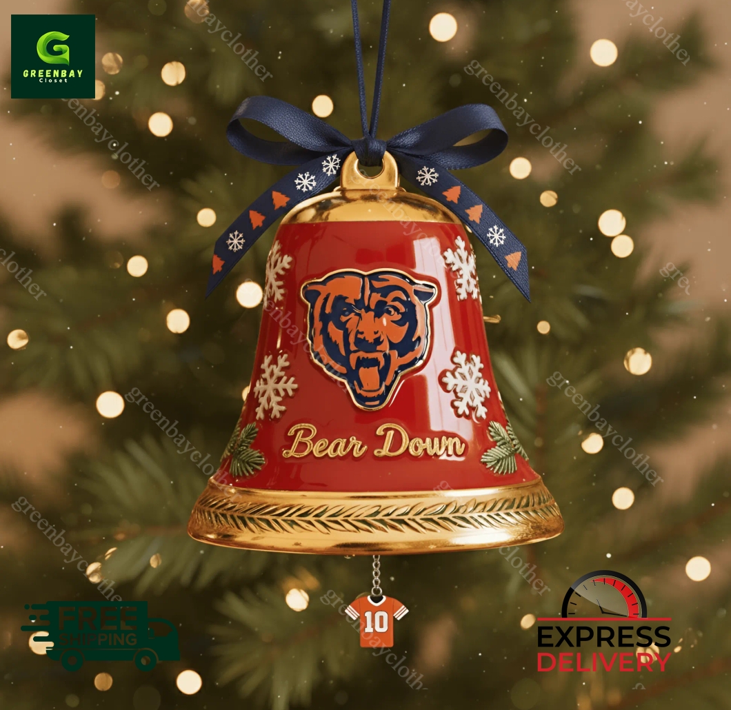 Chicago Bears Christmas Bell Ornament