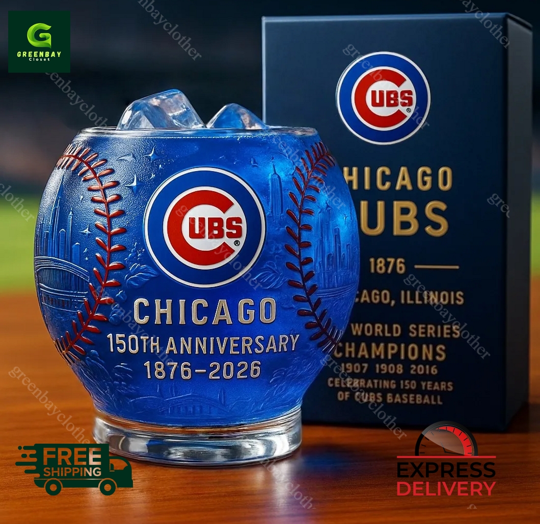 Chicago Cubs 150th Anniversary Whiskey Glass