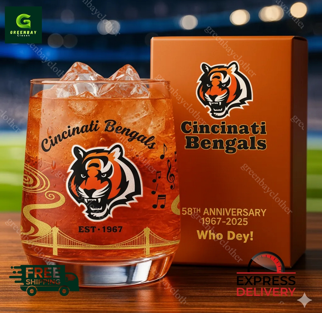 Cincinnati Bengals 58th Anniversary Whiskey Glass