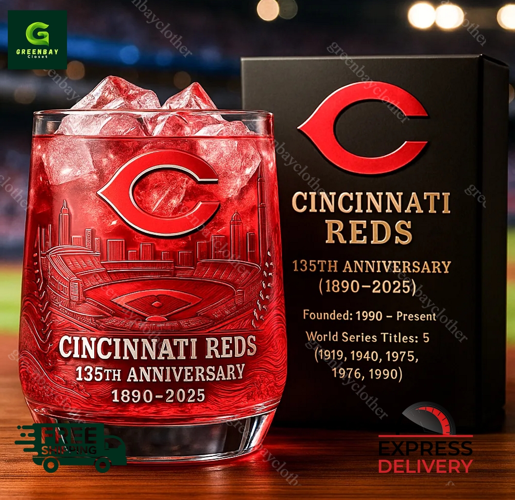Cincinnati Reds 135th Anniversary Whiskey Glass
