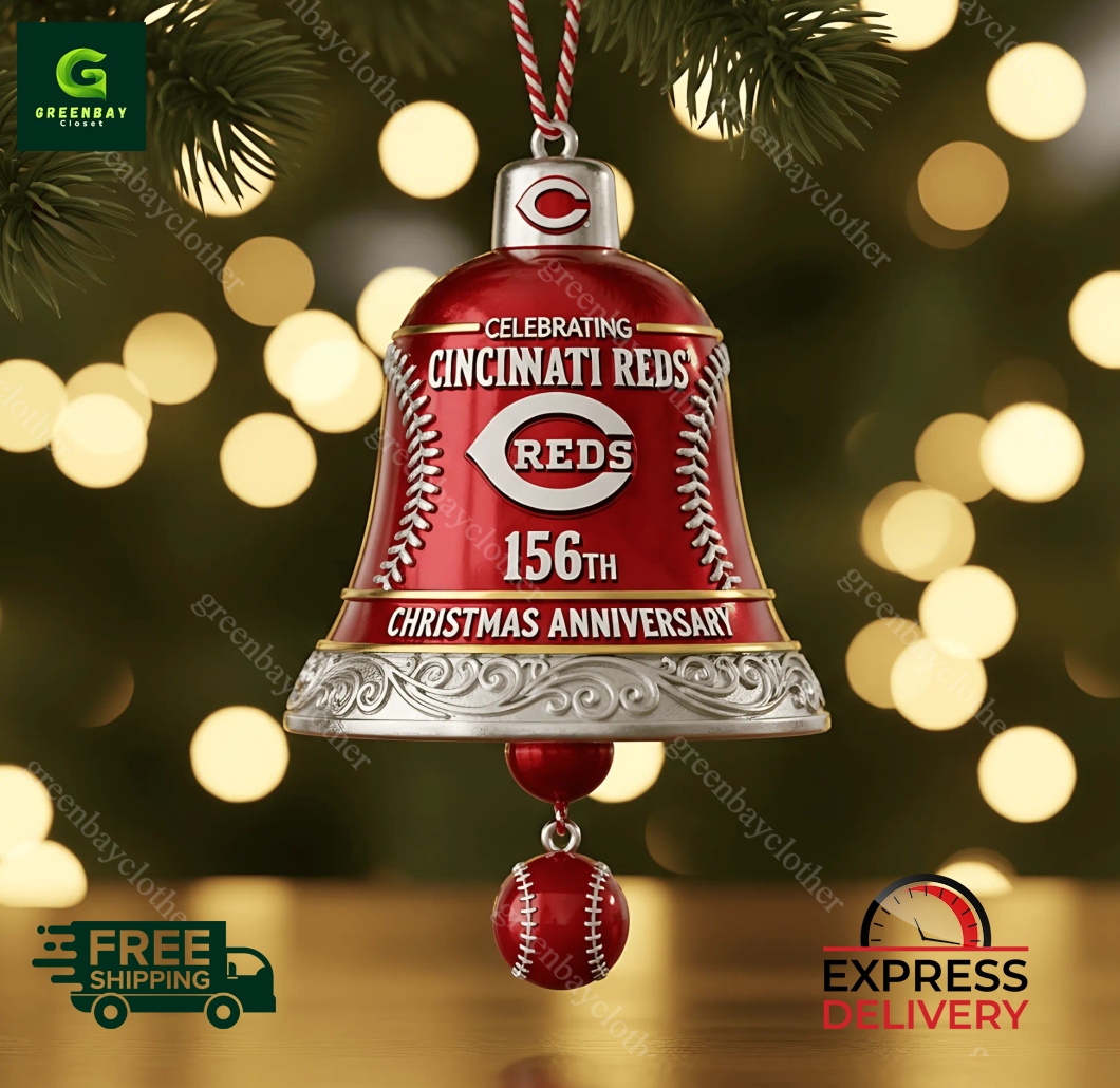 Cincinnati Reds 156th Anniversary Christmas Bell Ornament
