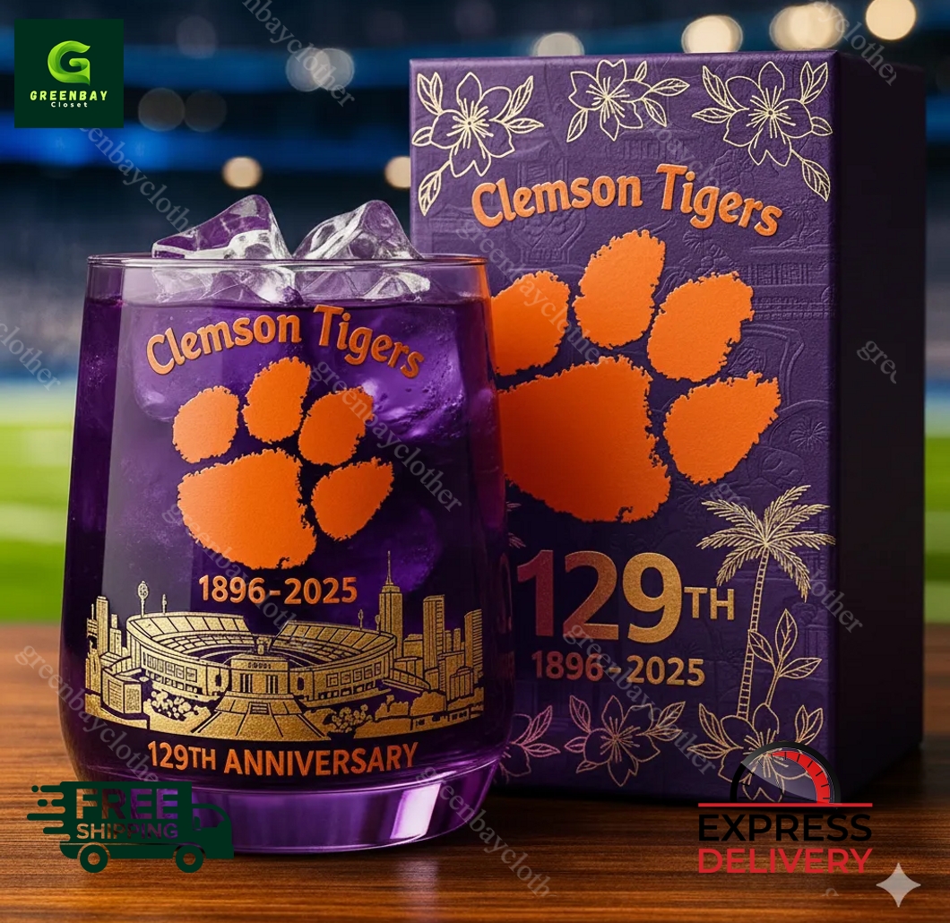 Clemson Tigers 129th Anniversary Whiskey Glass