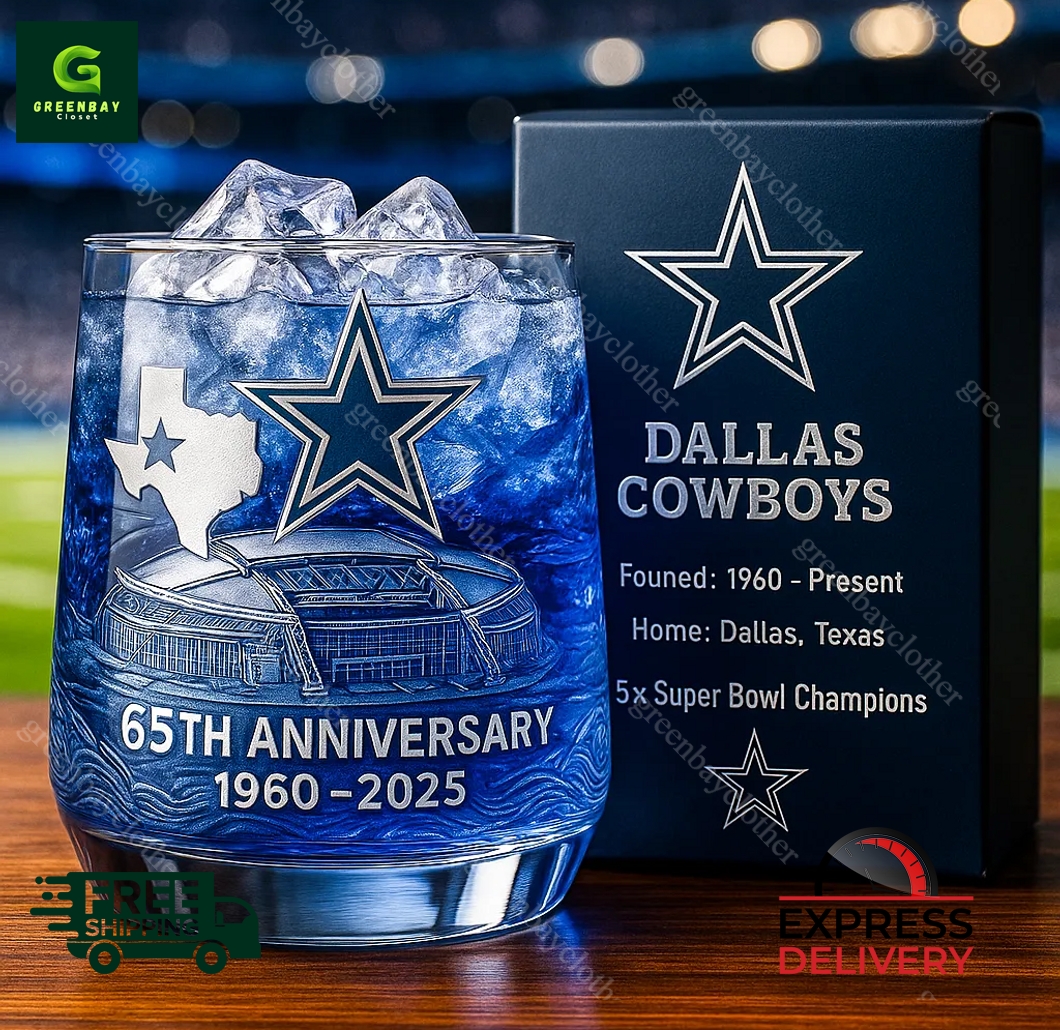 Dallas Cowboys 65th Anniversary Whiskey Glass
